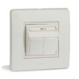 DKC Brava Черный, Компьютерная розетка RJ-45, кат.5E(компл 2 мод. AMP, код 1375191-2), RAL 7016 (77