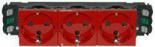 Розетка Legrand Mosaic DLP 3х2К+3 красная с блокировкой  6М